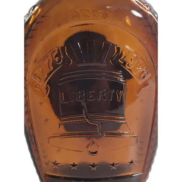 Log Cabin Glass Syrup Bottle Bicentennial Flask 1976 Liberty Bell - Picture 8 of 9
